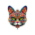 Psychedelic Mandala Cat Sticker Vibrant Floral Trippy Vinyl Decal
