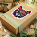 Psychedelic Floral Cat Sticker Boho Trippy Vinyl Decal