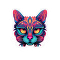 Trippy Cat Sticker Neon Floral Psychedelic Vinyl Decal
