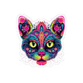 Psychedelic Cat Sticker Floral Boho Vinyl Decal for Wall Decor