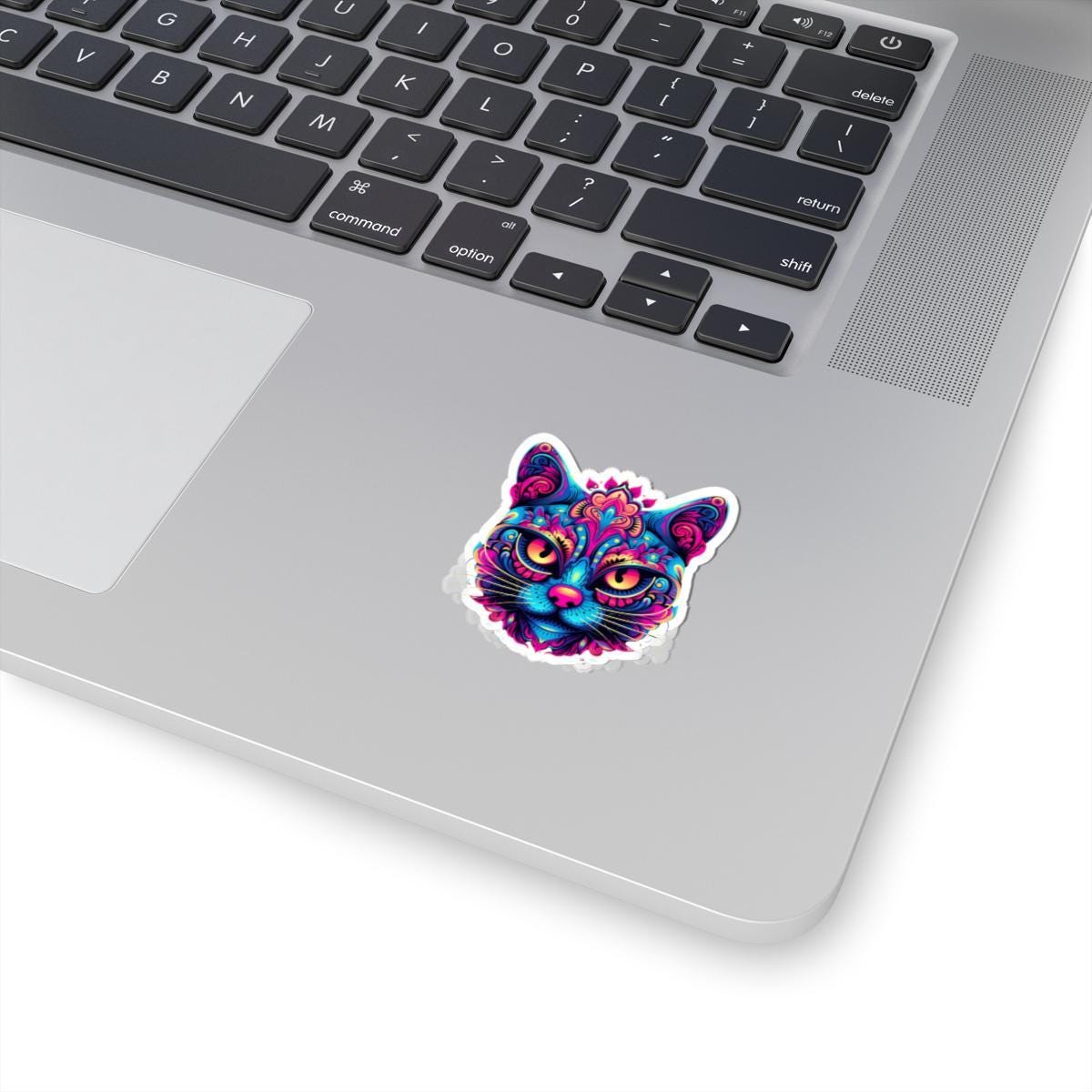 Psychedelic Cat Sticker Neon Rainbow Feline Art Boho Trippy Design