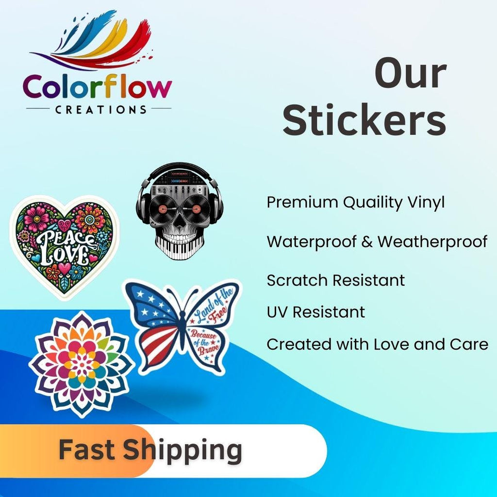 ColorFlow | Psychedelic Mushroom Garden Sticker | Trippy Fungi Vinyl Decal with Flowers | Boho Nature Art