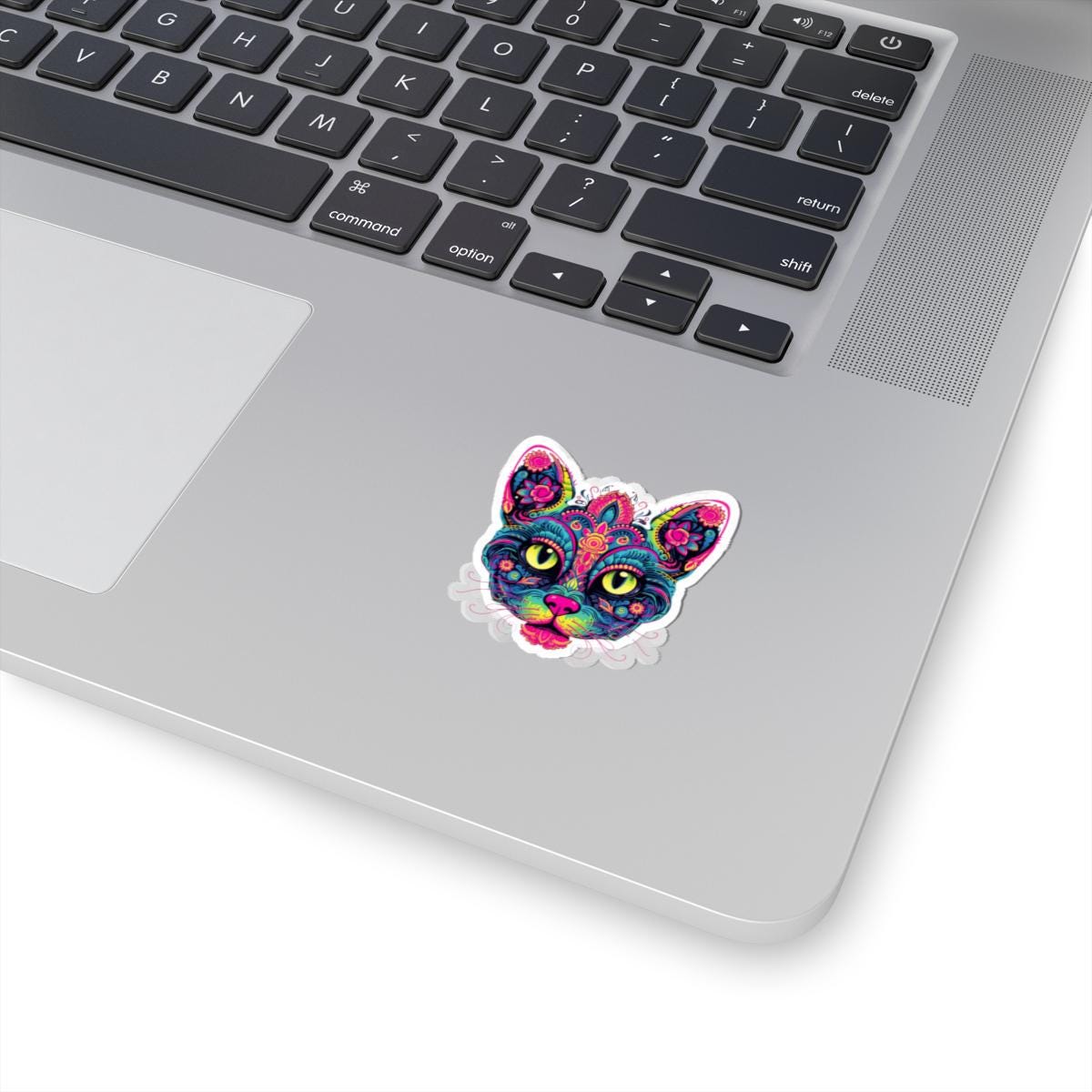 Psychedelic Cat Sticker Floral Boho Vinyl Decal for Wall Decor
