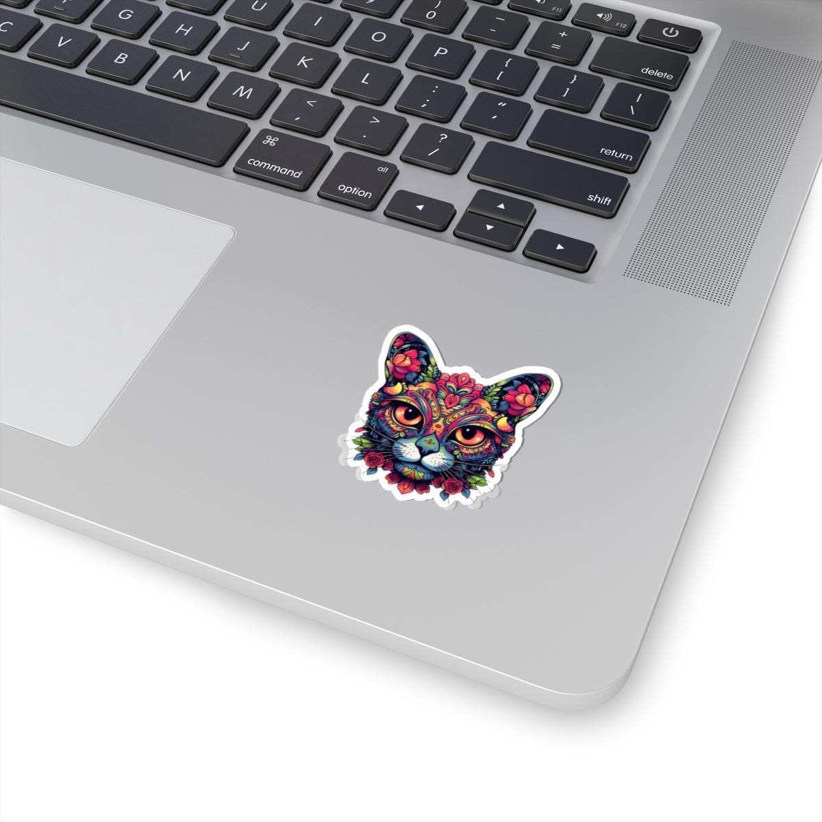 Psychedelic Floral Cat Sticker Boho Trippy Vinyl Decal