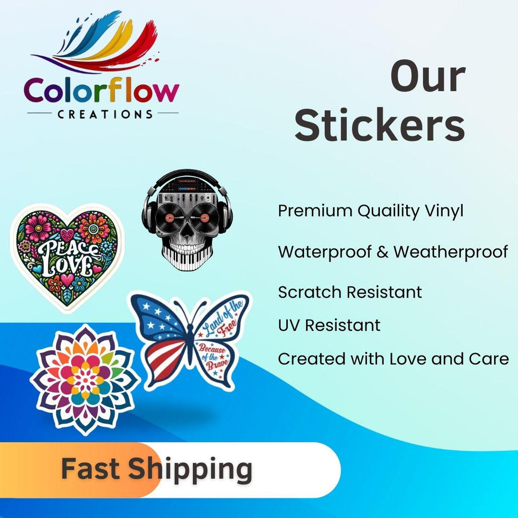 ColorFlow | Psychedelic Mushroom Garden Sticker | Trippy Fungi Vinyl Decal with Flowers | Boho Nature Art