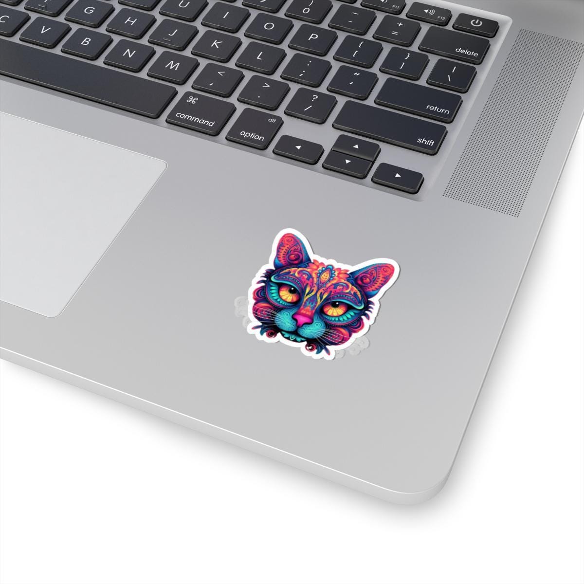 Trippy Cat Sticker Neon Floral Psychedelic Vinyl Decal